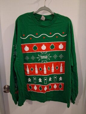 Sam Adams Christmas T-Shirt Long Sleeve Size 2XL Green